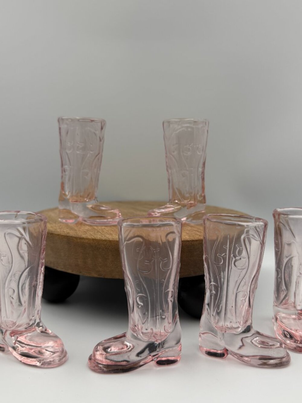 Cowboy Boot Shot Glasses Blush Pink Set of 6 0.75oz Western Barware Party NIB - Picture 7 of 16